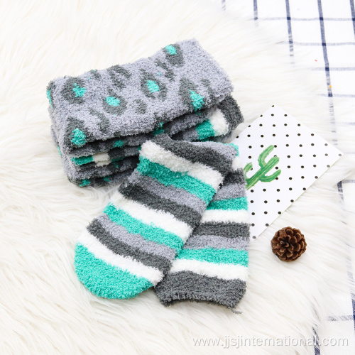 Coral fleece warm striped socks